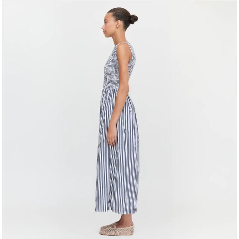 Hill House Home Dress Small Cosima Nap Sand Gingham Striped Maxi Blue Romantic - Picture 3 of 12